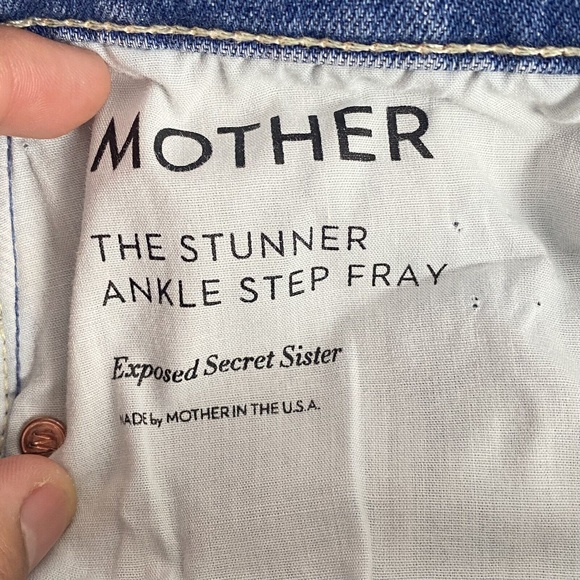 MOTHER The Stunner Zip Ankle Step Fray Exposed Secret Sister Jeans 27 Raw Hem - Picture 9 of 13
